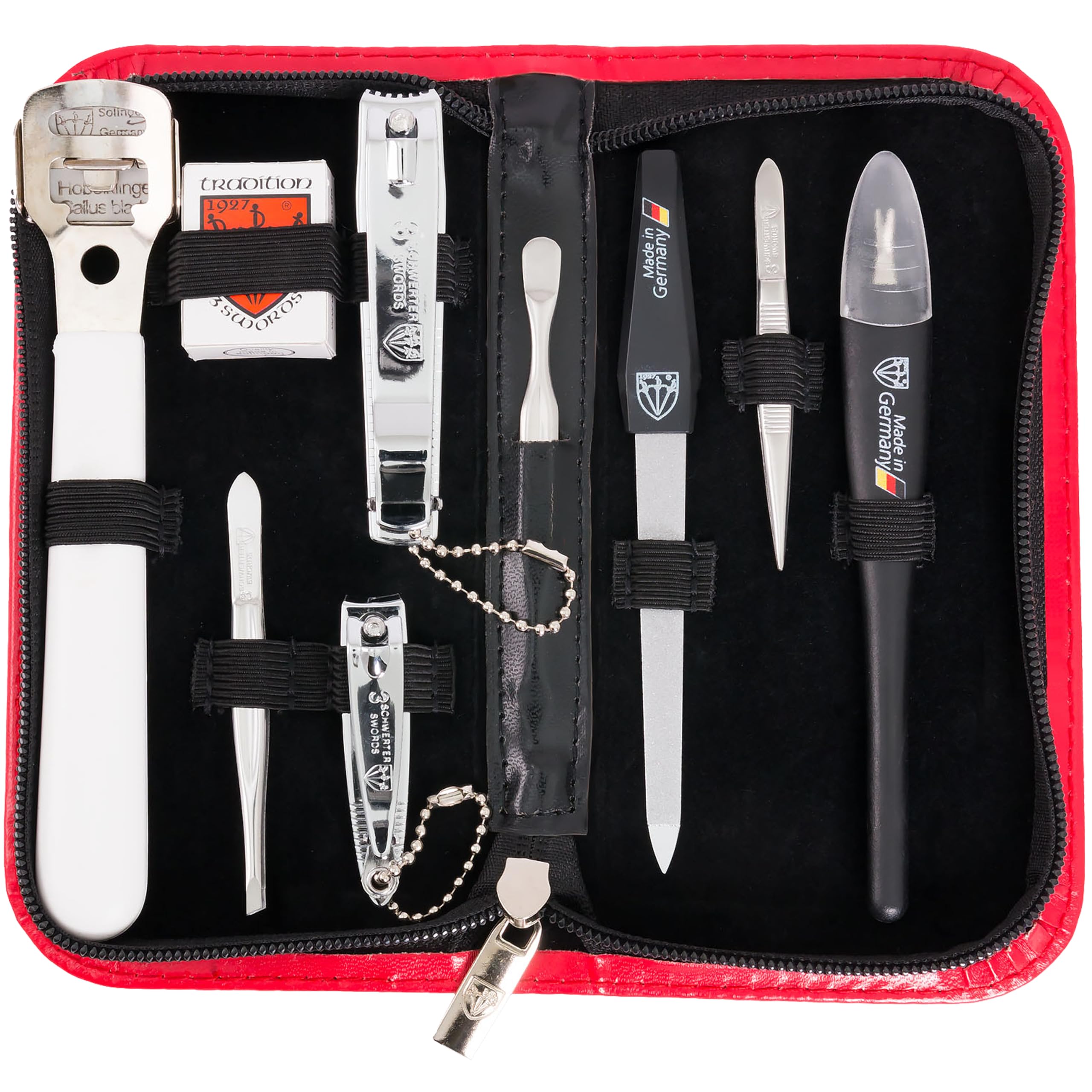 Three Swords Exclusive 9 Piece Manicure Pedicure Grooming Nail Care Set / Kit / Case Basic Standard Quality (935212)